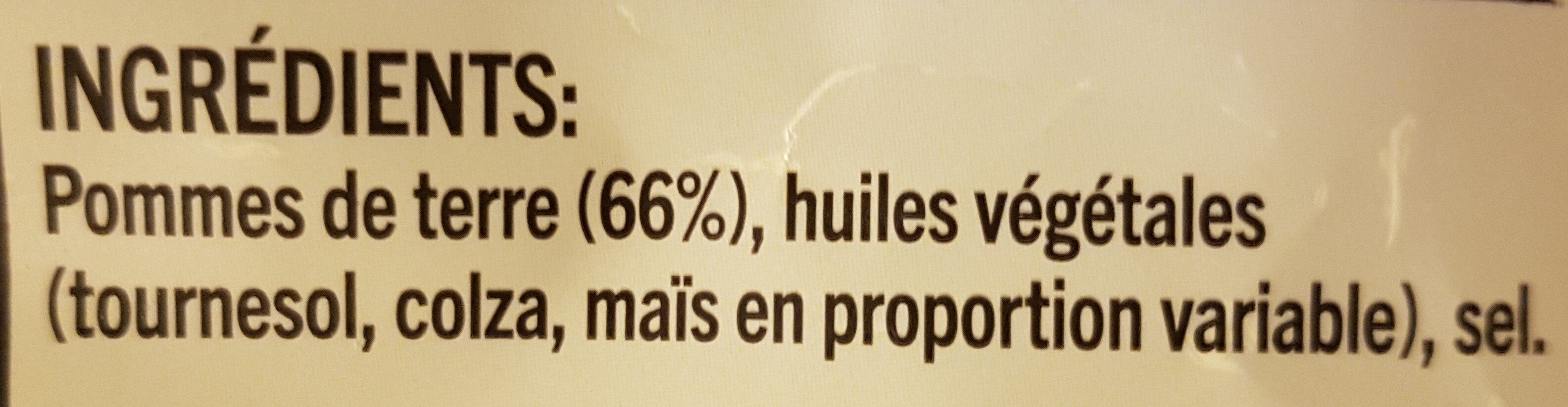 Les ingrédients présents dans un paquet de chips nature | Cultures Sucre