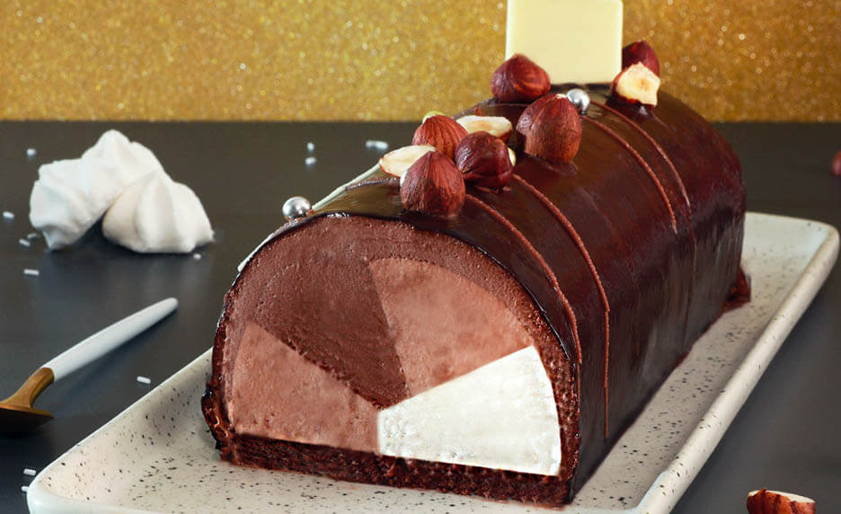 Bûche aux trois chocolats
