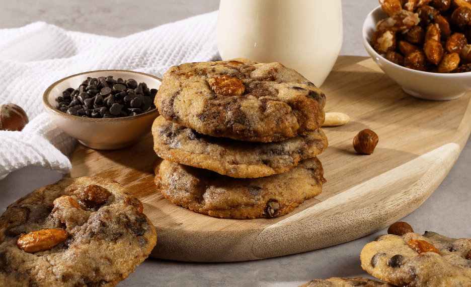 Cookies aux pépites de chocolat, amandes et noisettes caramélisées