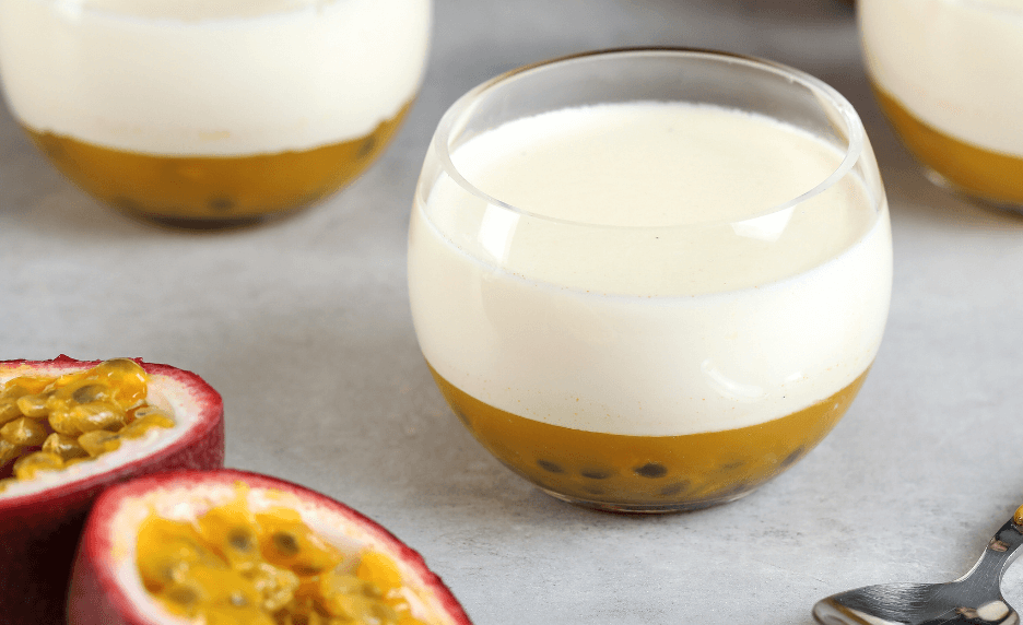 Panna cotta vanille et sa gelée passion-orange