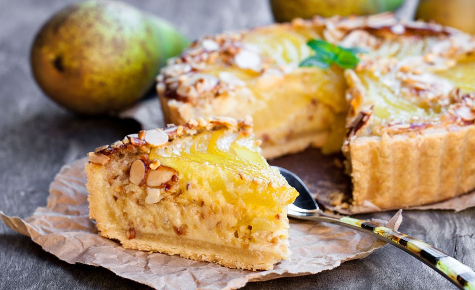 Tarte aux poires pochées